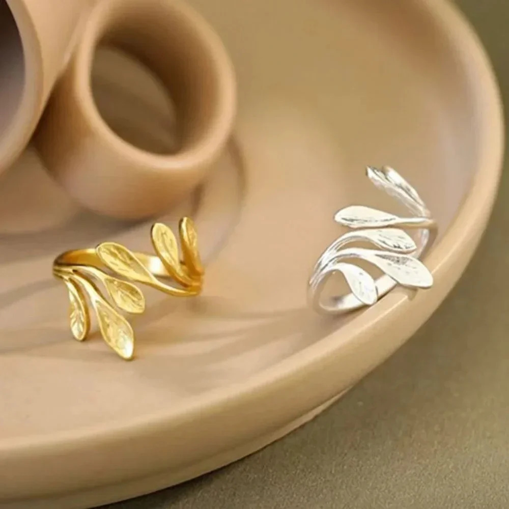 Minimalist 925 Sterling Silver Wrap Twist Ring Branch Leaf Geometric Ring